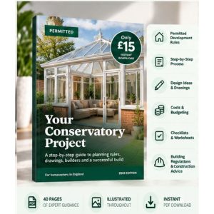 Your Conservatory Project illustrated homeowner PDF guide by PERMITTED, £15 digital download.