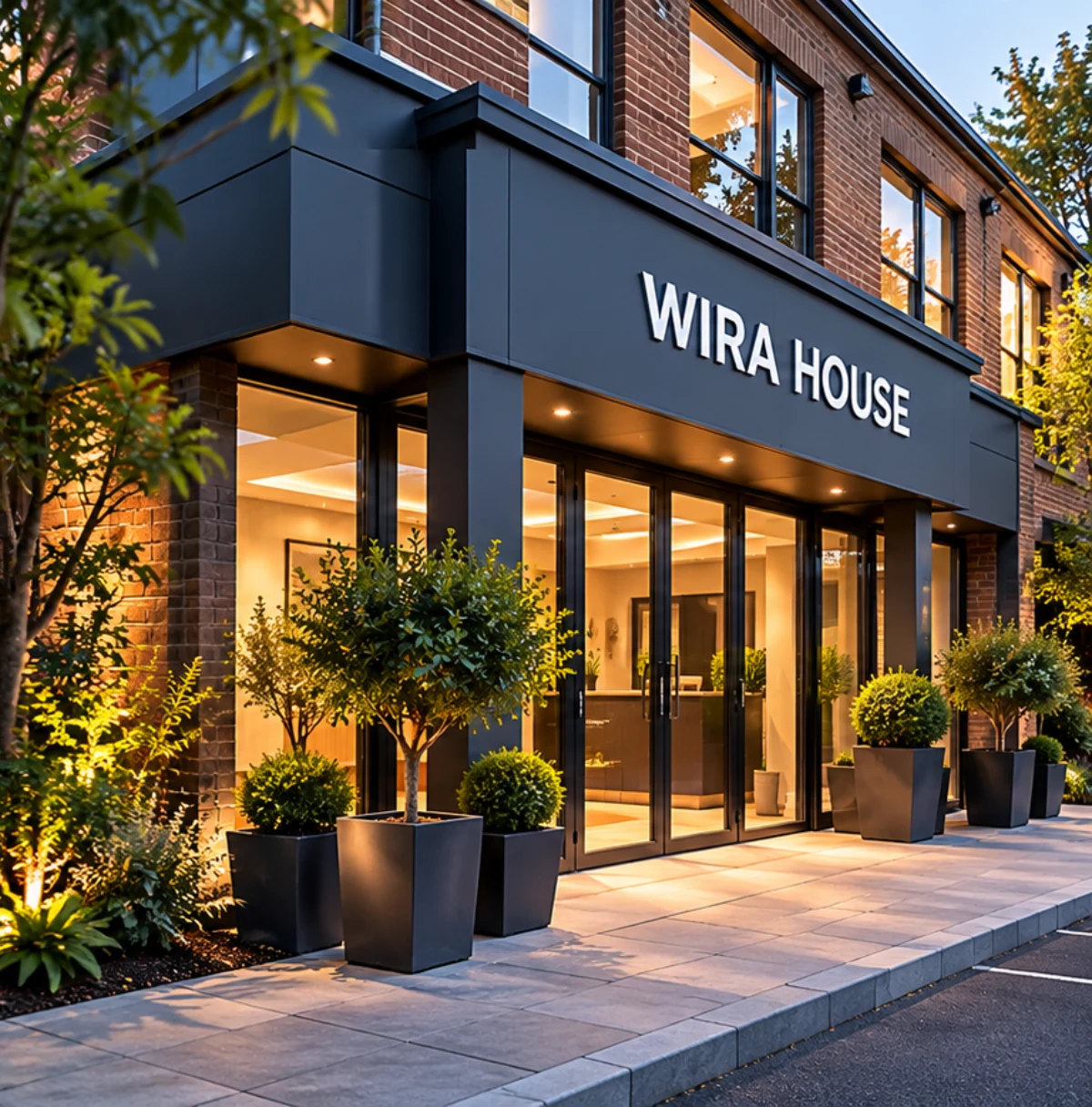 Illustration of a modern office entrance