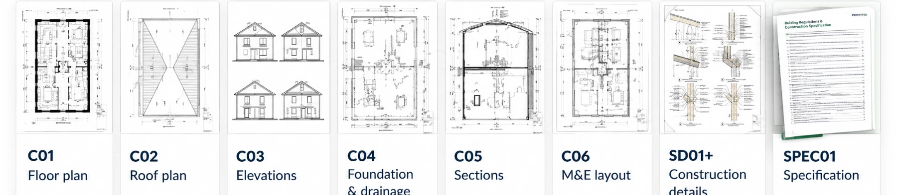 The eight drawings in every PERMITTED package