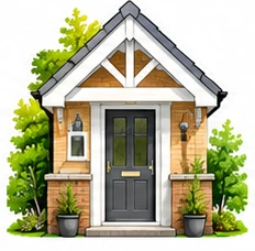 Illustration of a front porch and entrance