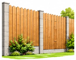 Illustration of a timber boundary fence