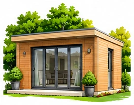 Illustration of a timber garden building