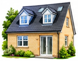 Illustration of a house with dormer loft conversion