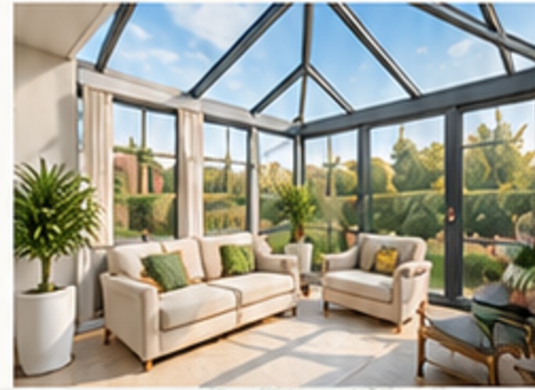 Inside a finished conservatory looking onto the garden