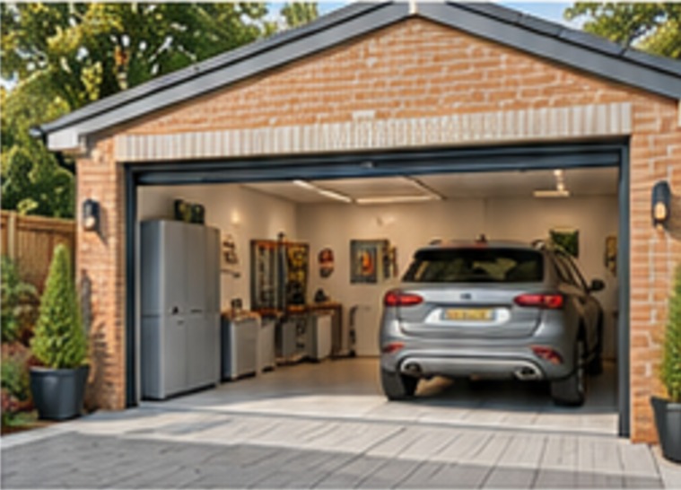 Inside a finished double garage