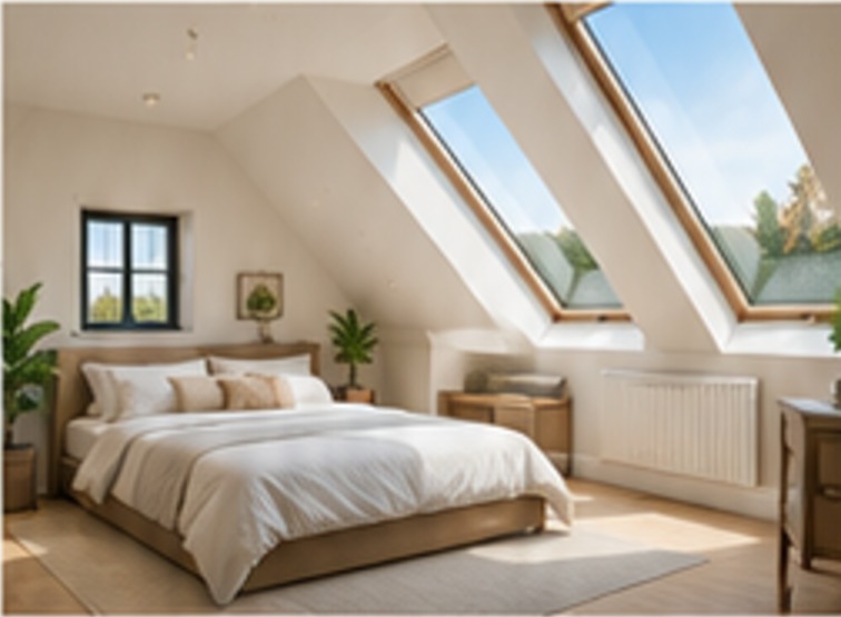 Converted loft bedroom with a rear dormer
