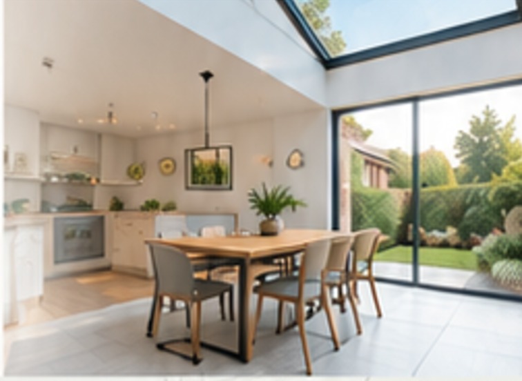 Open plan living space in a two storey rear extension