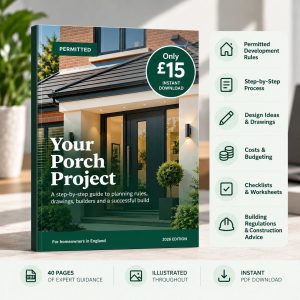 Your Porch Project illustrated homeowner PDF guide by PERMITTED, £15 instant digital download.